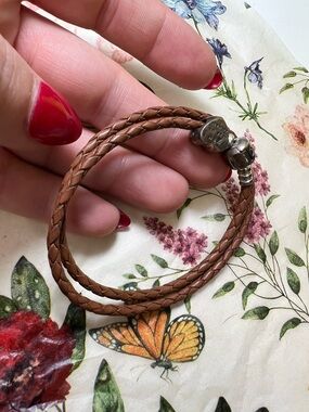 Pandora Brown Braided Leather Double Wrap Bracelet